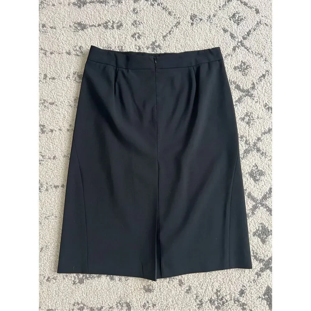 Theory Business Mini Skirt Womens 2 Black Wool Blend Stretch Pull-On Zip‎ Casual